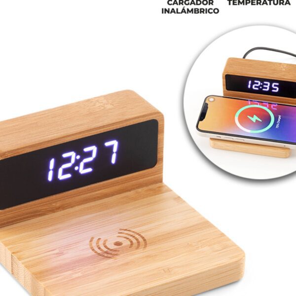 Cargador Inalámbrico Bamboo Clock RE-203 (2) Cargador Inalámbrico Bamboo Clock RE-203
